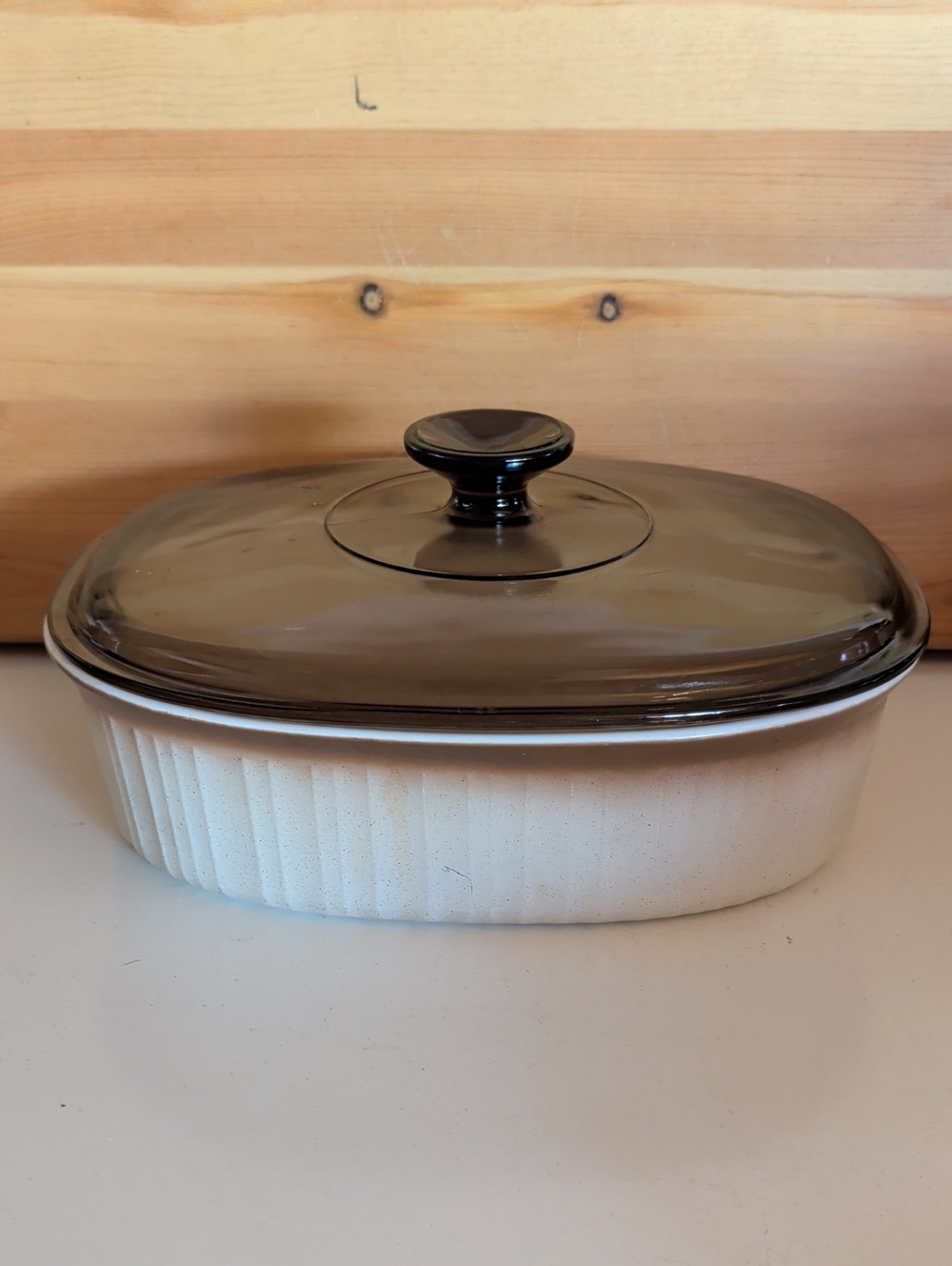 VTG. Corning Ware, F-2-B French Bisque Glass-Lid Oval Casserole Dish. 🌟